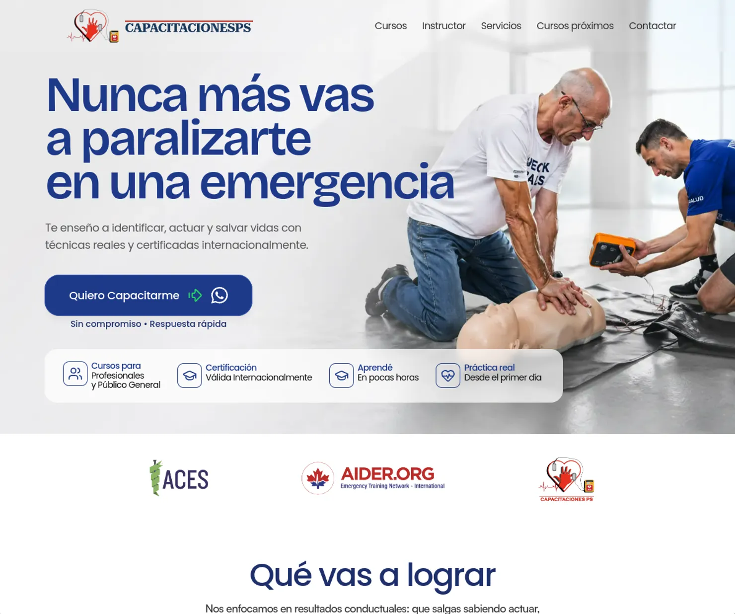 Captura desktop del sitio capacitacionesps.com diseñado por Birik Studio