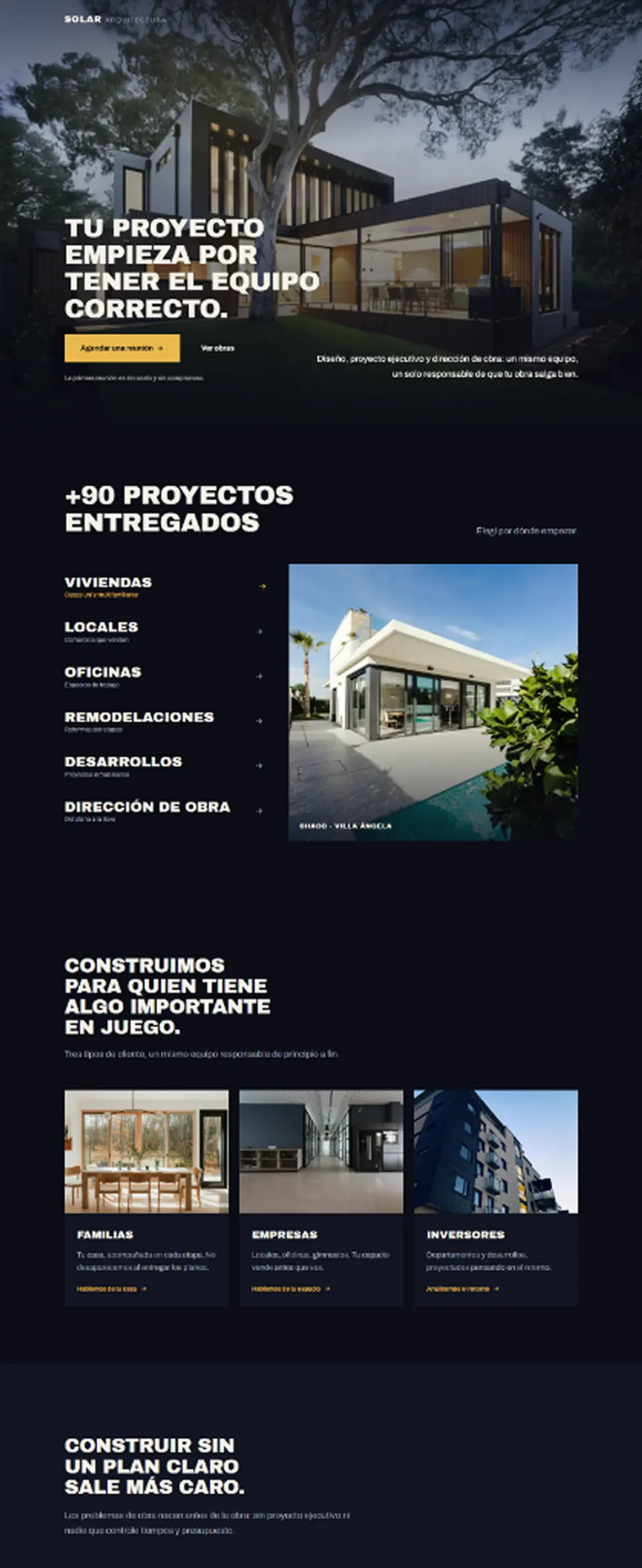Sitio de Solar Arquitectura diseñado por Birik Studio